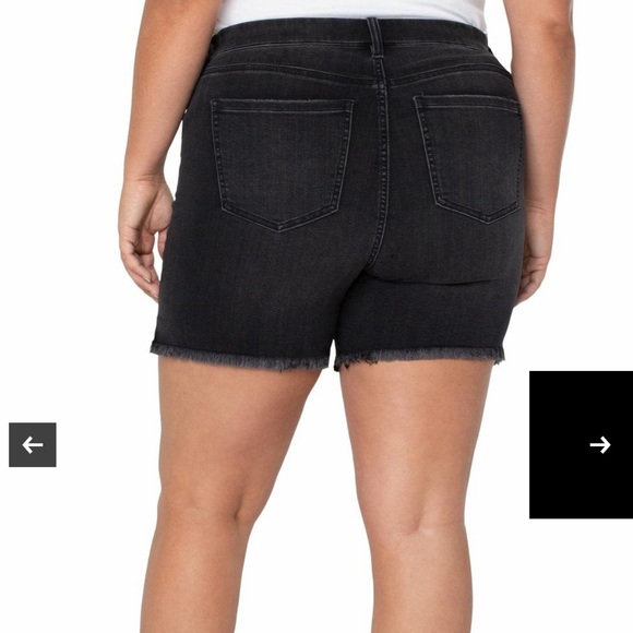 NWT Liverpool The Gia Glider Pull On High Waist Raw Hem Short Washed Black - Picture 10 of 10